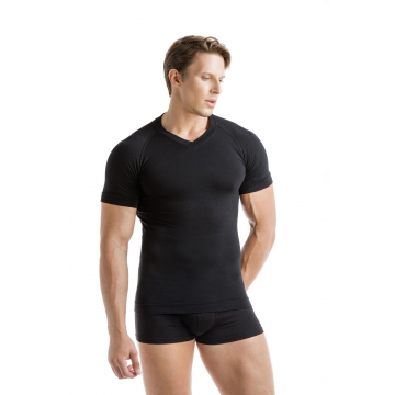 Men's Thermal Short Sleeves Breathable T-Shirt Baselayer in Dryarn Fiber and Merino Wool