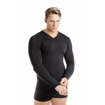 Thermo Unterhemd Herren Langarm Thermounterwäsche Ultraleicht atmungsaktiv aus Dryarn-Faser und Merinowolle