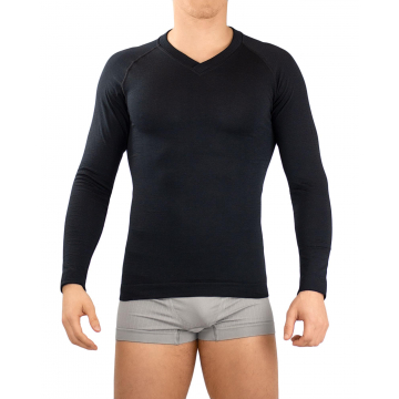 Men's Thermal Long Sleeves Vest Breathable Baselayer Underwear in Dryarn Fiber and Merino Wool