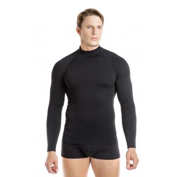 Men's Long Sleeve Thermal Turtleneck in Dryarn and Merino Wool