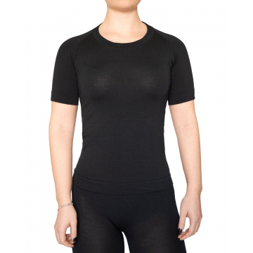 Women's Thermal Short Sleeves Breathable T-Shirt Baselayer in Dryarn Fiber and Merino Wool