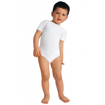 Milk fibre boys & girls short-sleeved bodysuit - one size 6-36 months