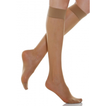 70 denier light support knee high socks no heel 12-17 mmHg