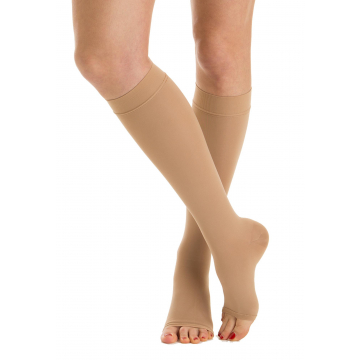 Cotton open-toe medical compression knee high socks - Class 1 (15-21 mmHg)